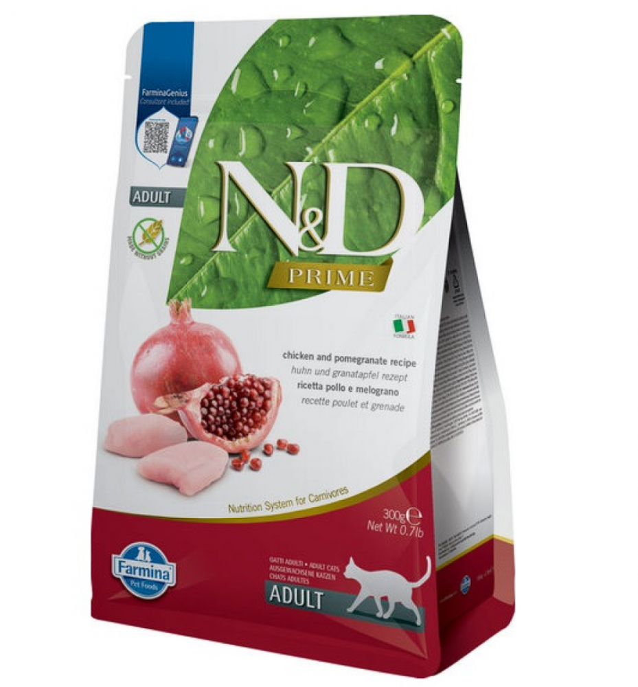Сухий корм Farmina N&D Grain Free Prime Chicken & Pomegranate Adult для дорослих котів, з куркою та гранатом, ПРОБНИК 50 г  