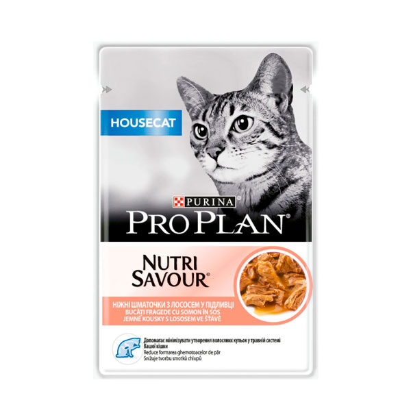 Pro Plan Nutrisavour Housecat Adult консерва для домашніх котів із лососем у соусі, 85 г