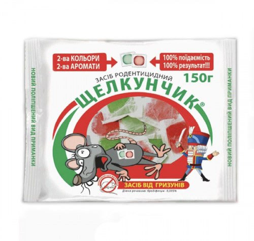 Тісто-брикети Лускунчик (Лускунчик) проти гризунів фільтр-пакет червоно-зелені 150 г.