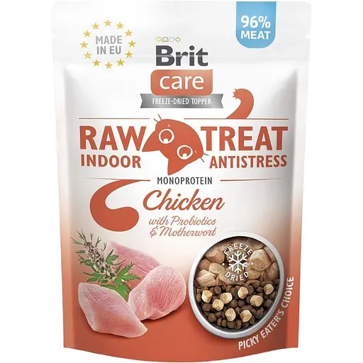 Ласощі Brit Care Raw Treat Indoor & Antistress для кішок з куркою 40 гр.
