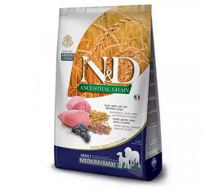 Сухий корм Farmina N&D Low Grain Lamb & Blueberry Adult Medium & Maxi для дорослих собак середніх та великих порід, з ягням та чорницею, ПРОБНИК 100 г  