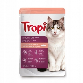 Консерва для котів Tropi шматочки у соусі з Лососем 100 г.
