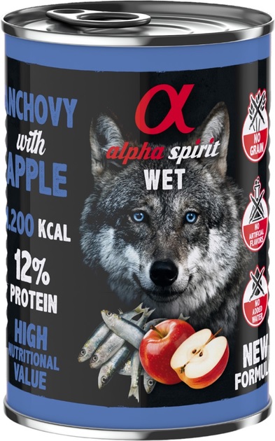 Корм Alpha Spirit Anchovy with Red Apple вологий для дорослих собак з анчоусами та яблуками 400 г.