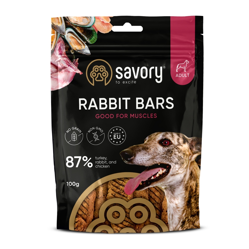 Джерки Savory Bars With Rabbit, батончики с кроликом 100 гр.