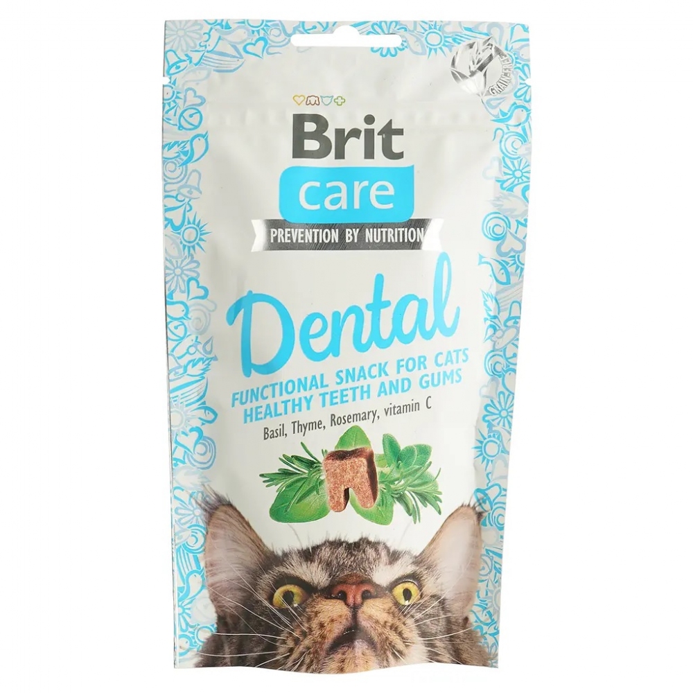 Ласощі Brit Care Dental для кішок для здоров'я зубів та ясен з індичкою 50 гр.