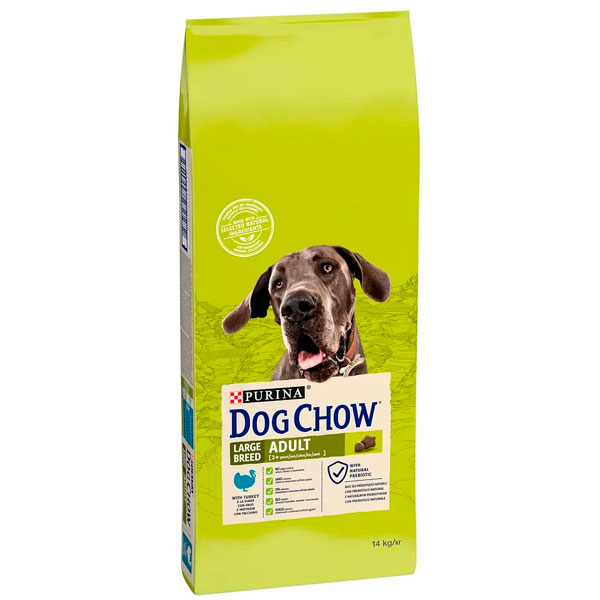 Dog Chow Large Breed Adult 2+ сухой корм для собак крупных пород с индейкой, 14 кг