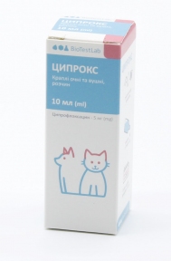 Капли Ципрокс глазные/ушные (антибиотик ципрофлоксацин), BioTestLab. 10 мл.