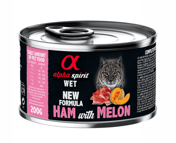Вологий корм Alpha Spirit Ham with Melon для дорослих котів, з шинкою та динею, 200 г