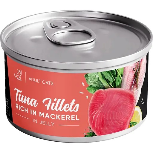 Вологий корм Savory Tuna Fillets Rich in Mackerel для дорослих кішок філе тунця з макрелью в желе, 70 гр.