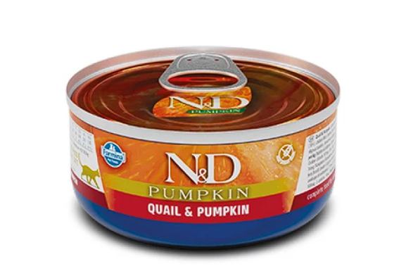 Вологий корм Farmina N&D Grain Free Pumpkin Quail Adult для дорослих котів, з перепелом та гарбузом, 70 г
