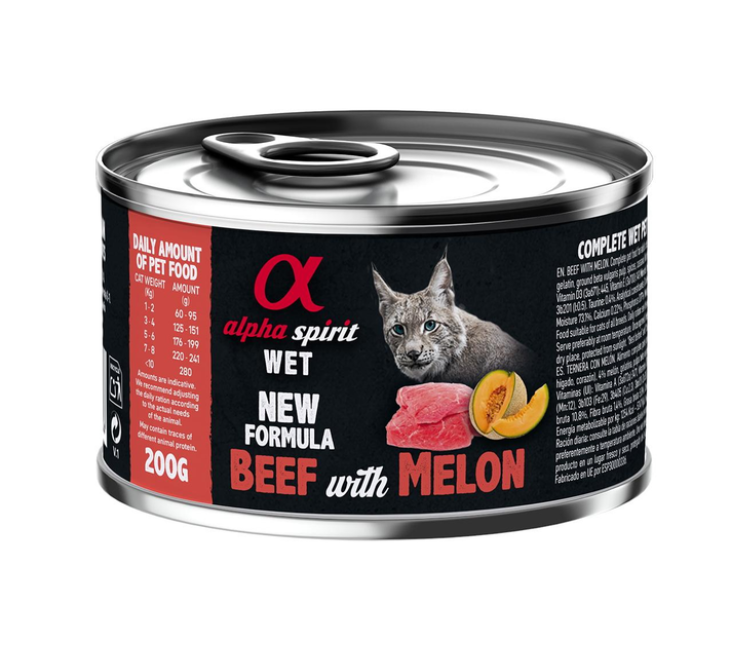 Консерва Alpha Spirit Beef with Melon Adult з яловичиною та динею, для дорослих кішок, 200г.