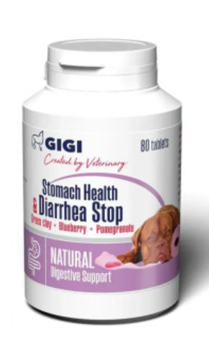 Таблетки GIGI Stomach Health & Diarrhea Stop №80 – для собак – для підтримки шлунково-кишкового тракту і при діареї, доза 1 таблетка на 10 кг.