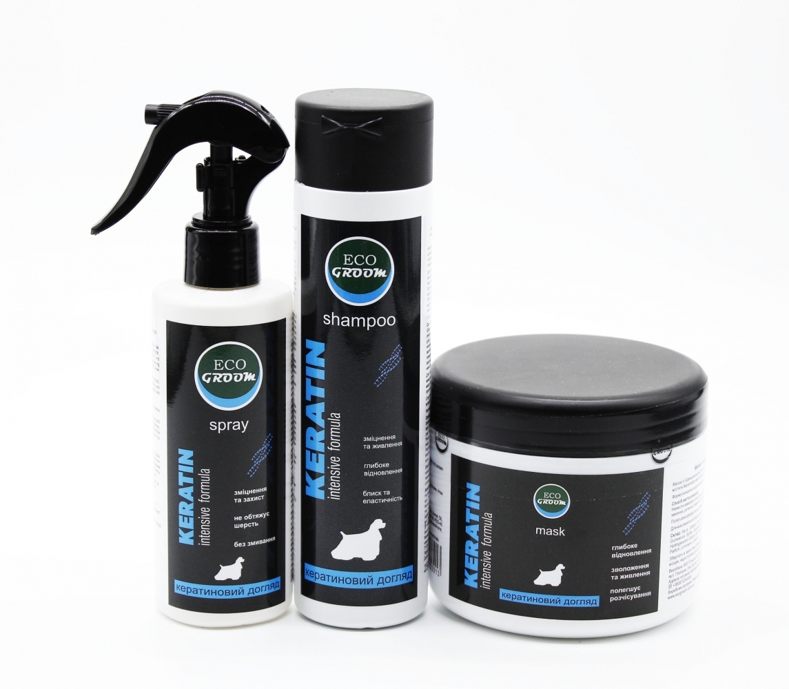 Набор для ухода за шерстью KERATIN (маска, спрей, шампунь) -20%  