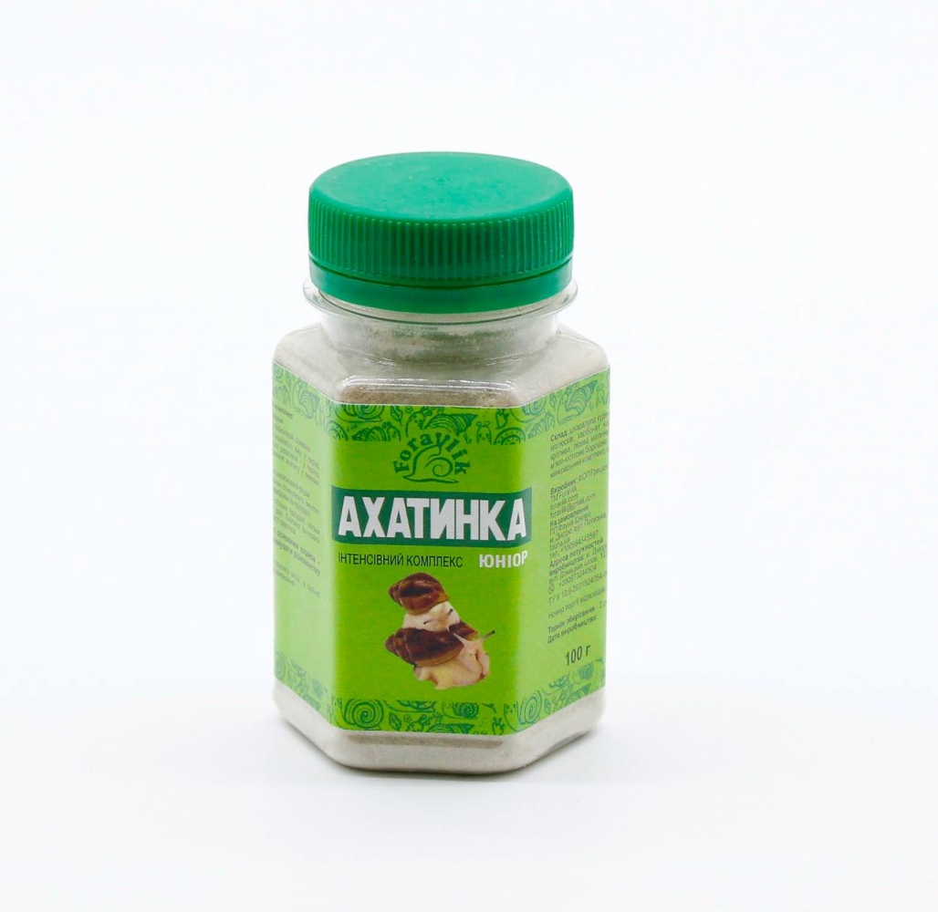 Ахатинка юниор белково - кальциевая подкормка с травами для улиток 100г