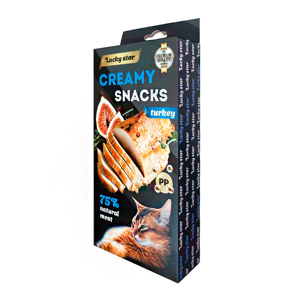 Лакомство для кошек Lucky Star Пюре из мяса индейки, 6х10 г