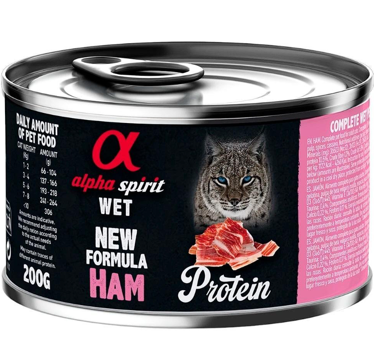 Вологий корм Alpha Spirit Ham для дорослих котів, з шинкою, 200 г