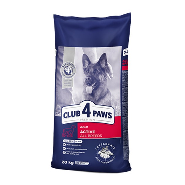 Сухий корм Club 4 paws преміум корм для активних собак 20 кг.