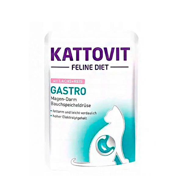 Kattovit Diet Gastro Вологий корм для кішок з лососем, 85 г