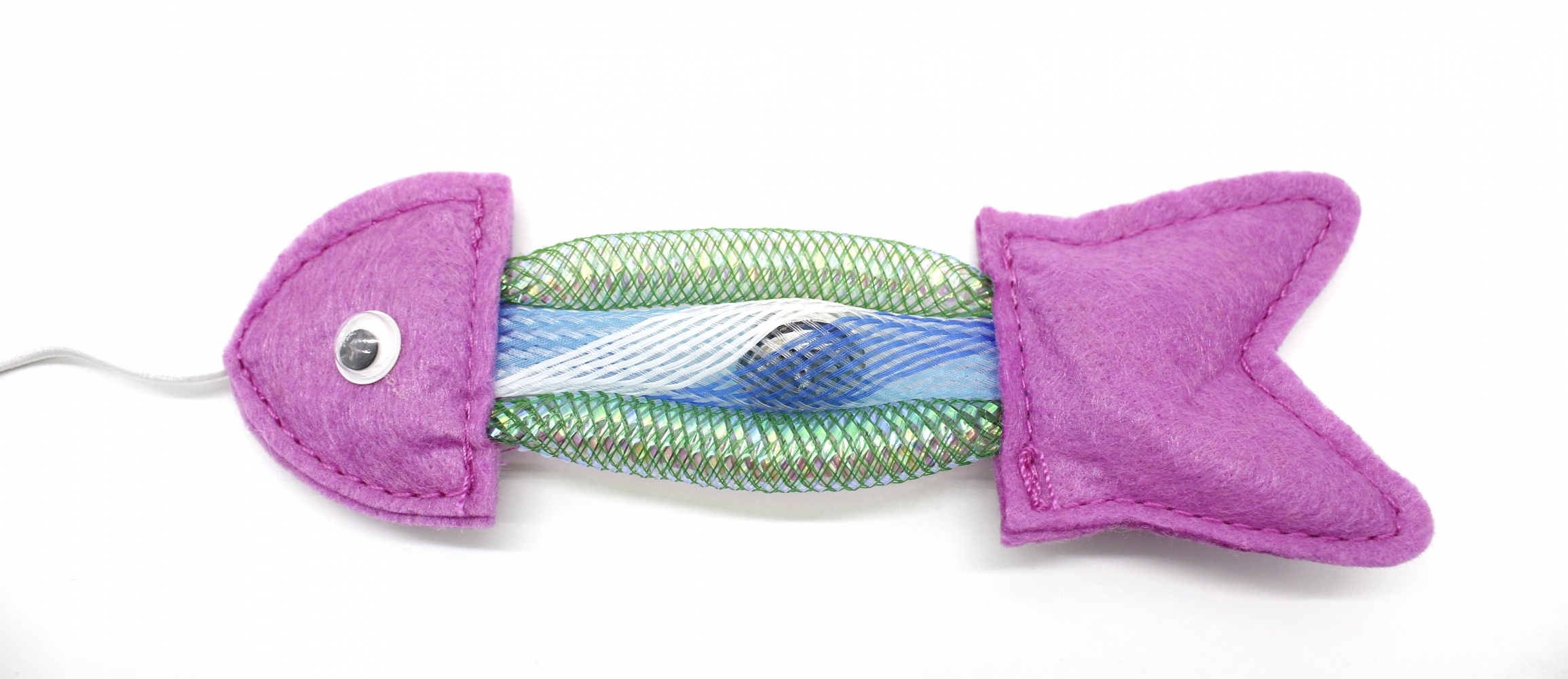 Вудка з рибкою та брязкальцем фіолетова, 42 см