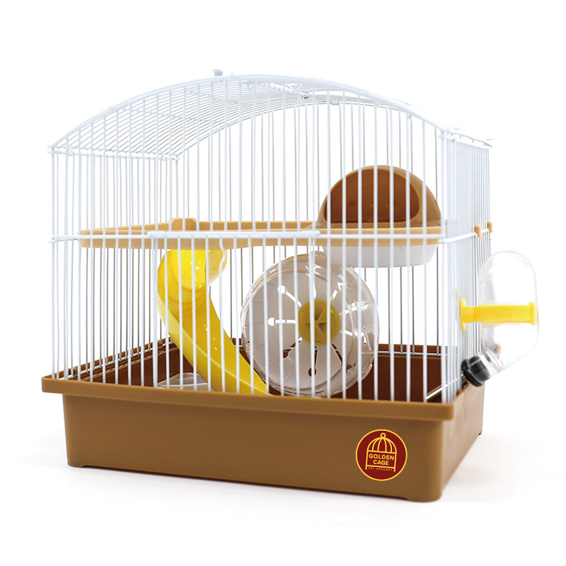 Клетка для грызунов Золотая клетка, эмалированная с куполообразным верхом и космическим дизайном, 27*21*26 см