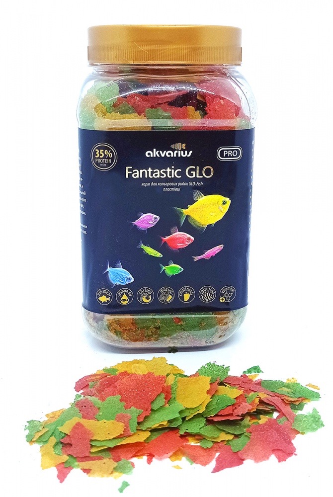 Хлопья Fantastic GLO-fish, Аквариус, банка 80г