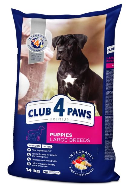 Акція CLUB 4 PAWS Сухий корм для цуценят великих порід з куркою