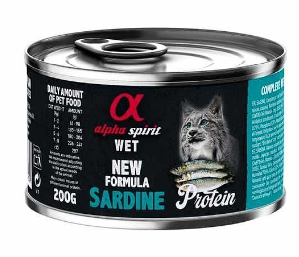 Вологий корм Alpha Spirit Sardine Complete для дорослих котів, з сардиною, 200 г