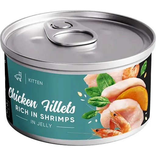 Влажный корм Savory Chicken Fillets rich in Shrimps in Jelly for Kittens для котят филе курицы с креветками в желе, 70 гр.