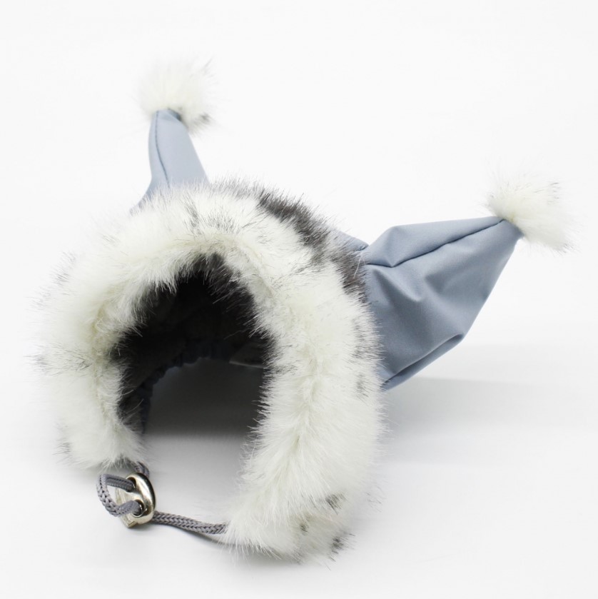 Шапка с ушами плащевка голубая