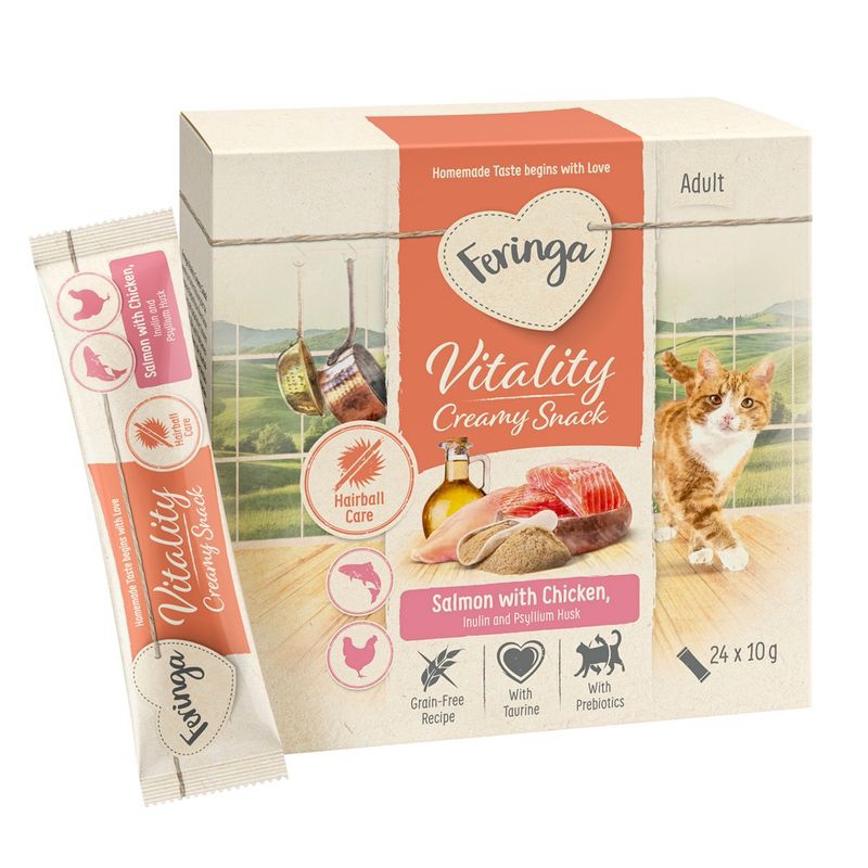 Крем Feringa Vitality Hairball Care для кошек лосось-курица 24*10 г.