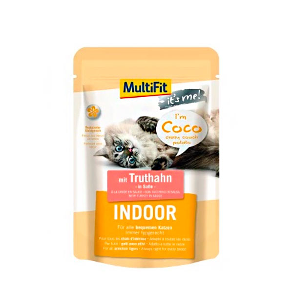 MultiFit Indor Вологий корм для кішок з індичкою в соусі, 85 г