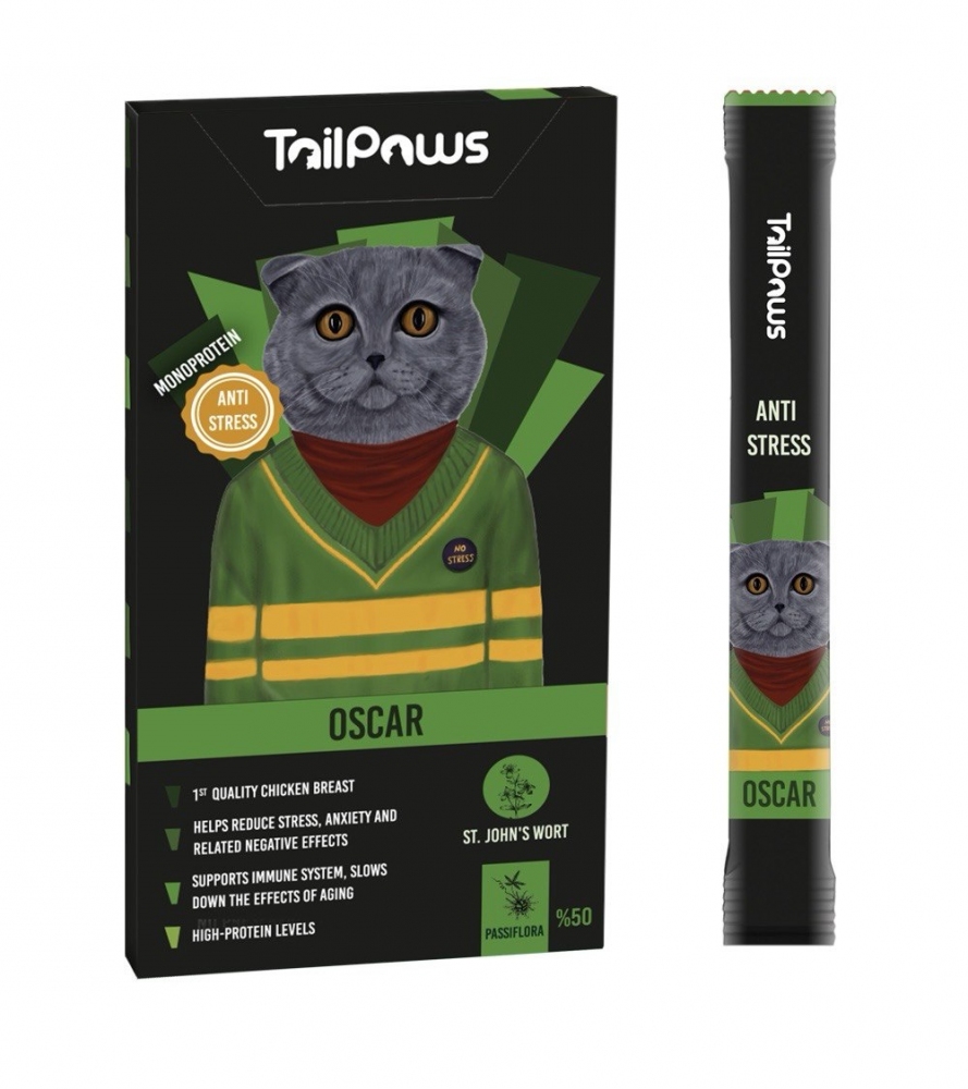 Крем Tail Paws Oscar cat із таурином з куркою 5*15 г.