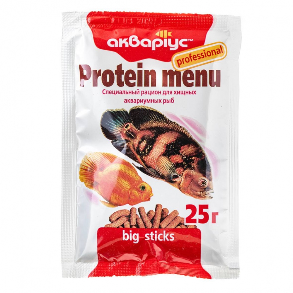 Protein menu Аквариус сухой корм для крупных рыб (палочки)