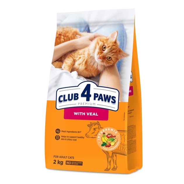 Корм Club 4 Paws Adult Cats With Veal Сухий для дорослих кішок з телятиною.