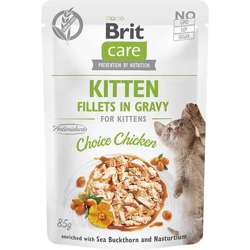 Вологий корм Brit Care Cat Fillets in Gravy для кошенят з куркою 85 гр.