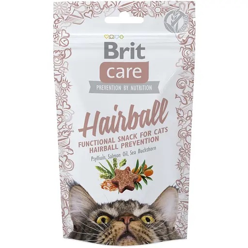 Ласощі Brit Care Hairball для котів для запобігання утворенню грудочок вовни з качкою 50 гр.