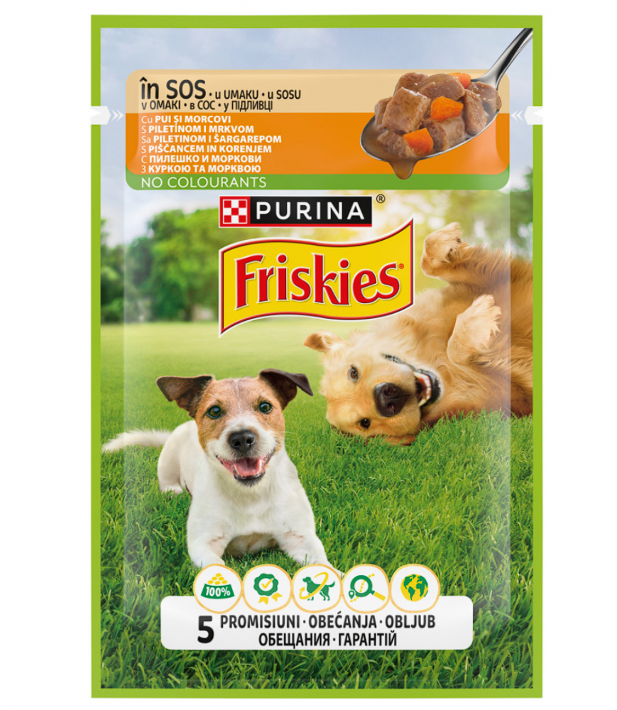 Влажный корм Purina Friskies Chicken and Carrots in Sauce для собак с курицей и морковью в подливе, 75 г  