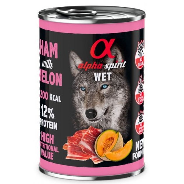 Корм Alpha Spirit Dog Ham With Melon влажный со свининой и дыней для взрослых собак 400 г.