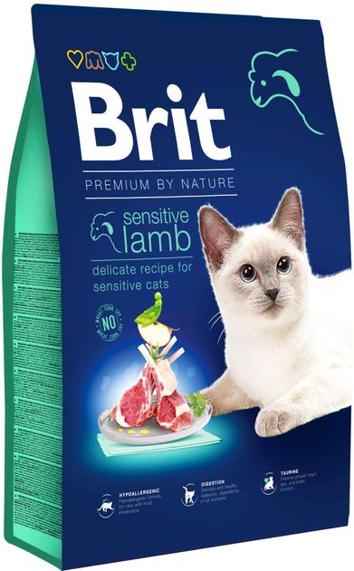 Brit Premium Сухой корм для взрослых кошек с чувствительным пищеварением с ягненком