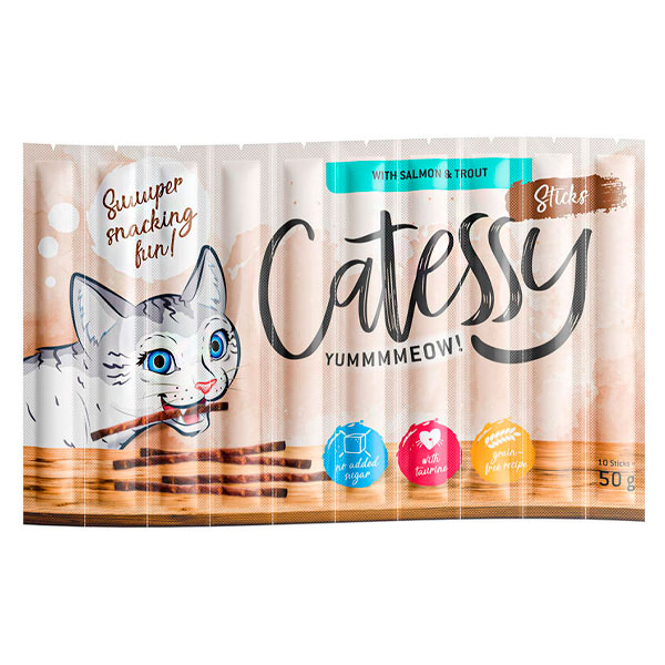Палочки Catessy для кошек с лососем, 10 шт
