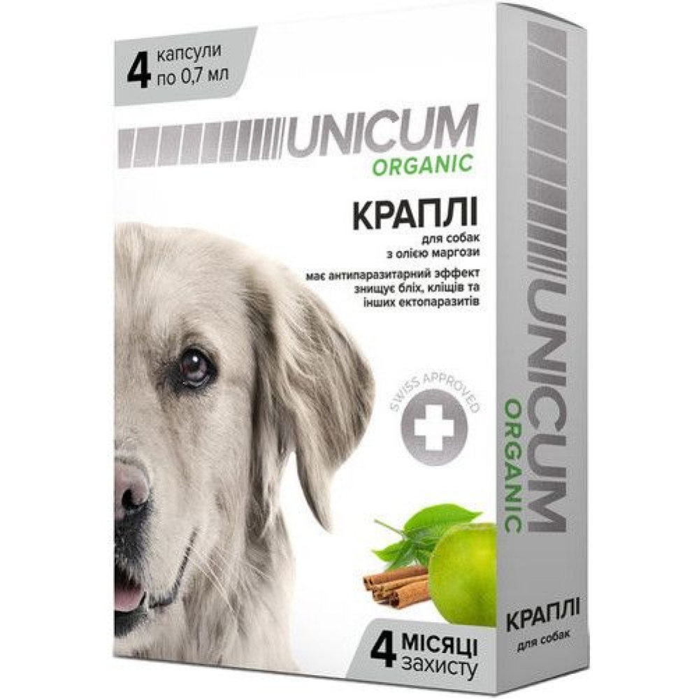 Капли Unicum Organic противопаразитарные для собак, 4 пипетки