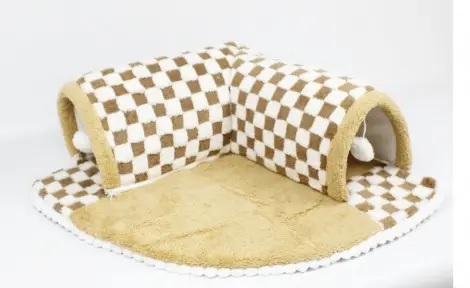 Килимок з тунелем плюшевий бежевий, L (60x60x22 см)