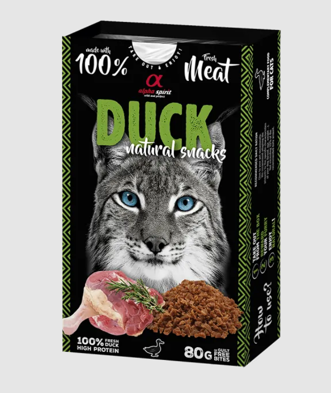 Ласощі Alpha Spirit Natural Snack Duck для котів, з качкою, 80 г