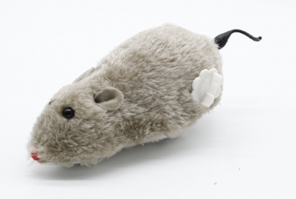 Миша на колесах заводна Біла 15*6*6 см.