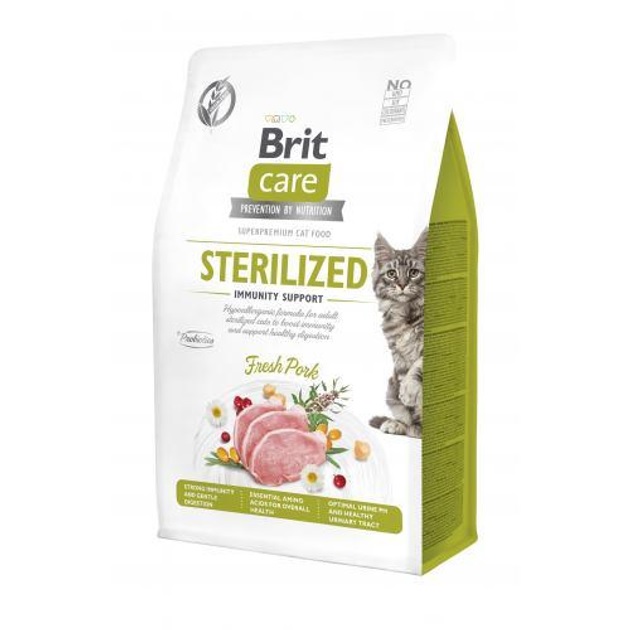 Сухий корм Brit Care Cat by Nutrition Sterilized Immunity Support для стерилізованих кішок зі свининою 400 гр.
