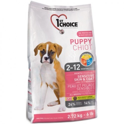 1st Choice Puppy Sensitive гипоаллергенный корм для щенков с ягненком и рыбой 2,72 кг