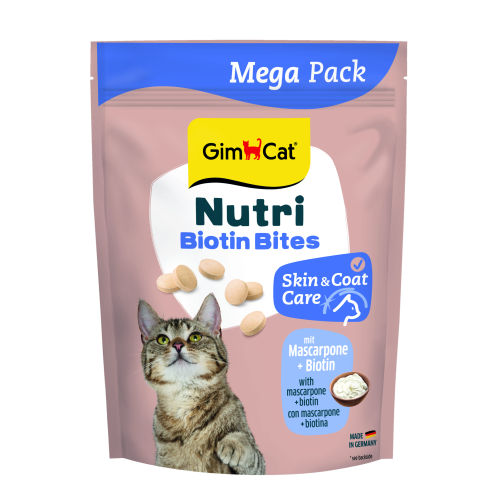 GimCat NUTRI BIOTIN BITES витаминизированные лакомства для кошек с маскарпоне и биотином
