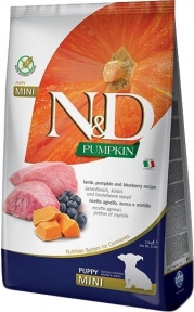 Farmina N&D Pumpkin Grain Free Dog Adult Mini Lamb & Blueberry Фармина Беззерновой сухой корм с ягненком, тыквой и черникой для собак мелких пород