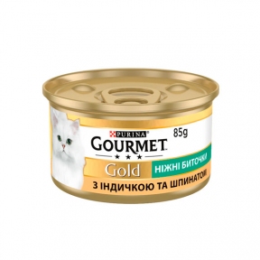 Gourmet Gold ніжні биточки для котів з індичкою та шпинатом, 85 г