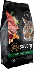 Savory Сухой корм для кошек со свежим мясом индейки и уткой